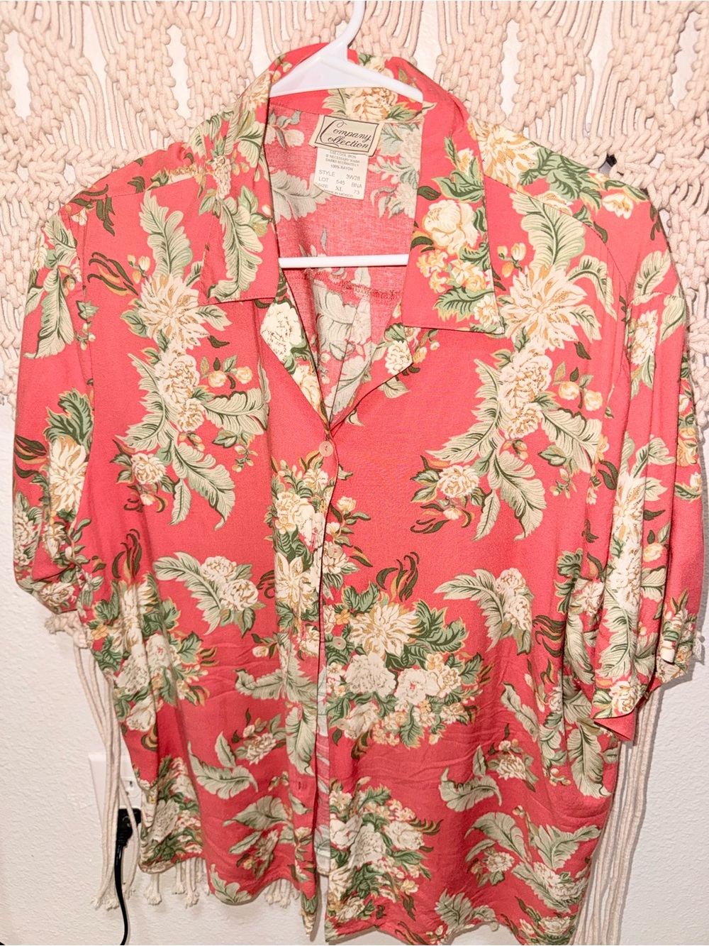 Camp Casual Floral Button-Down Shirt - Coral